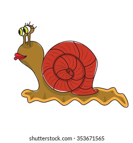 comical cartoon snail on a white background