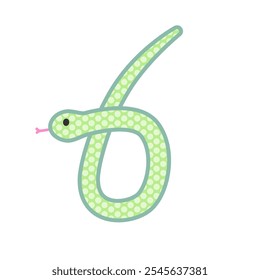 A comical and cute green snake that becomes the number 6