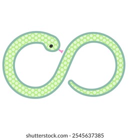 A comical and cute green snake that forms a Möbius strip