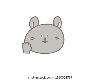 A comical and cute illustration of a gray hamster.
