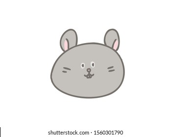 A comical and cute illustration of a gray hamster.
