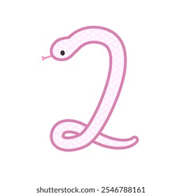 A comical and cute pink snake that becomes the number 2