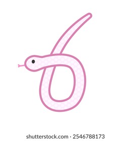 A comical and cute pink snake that becomes the number 6