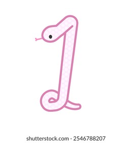 A comical and cute pink snake that becomes the number 1