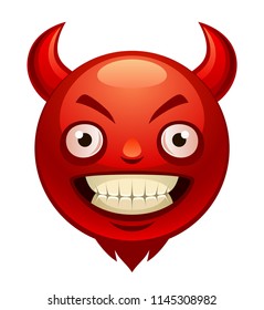 Comical demon head on a white background