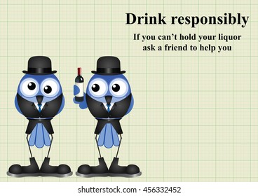 Comical Drink responsibly message on graph paper background with copy space for own text