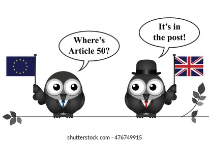 Comical European Union asking where is Article 50 document to commence United Kingdom negotiations to leave the EU following the June 2016 referendum