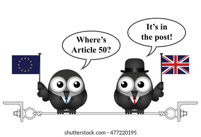 Comical European Union asking where is Article 50 document to commence United Kingdom negotiations to leave the EU following the June 2016 referendum