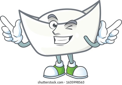 A comical face chinese white ingot mascot design with Wink eye