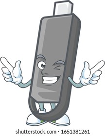A comical face flashdisk mascot design with Wink eye