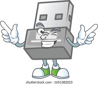 A comical face USB wireless adapter mascot design with Wink eye