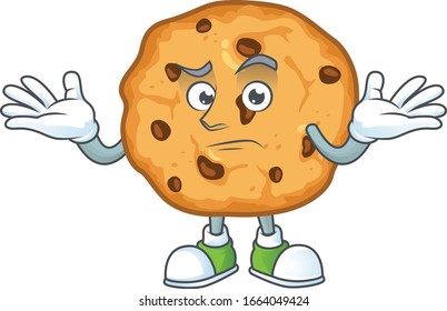 A comical Grinning chocolate chips cookies cartoon design style