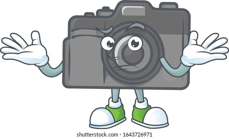 Un cómico estilo de diseño de caricaturas de cámara digital Grinning
