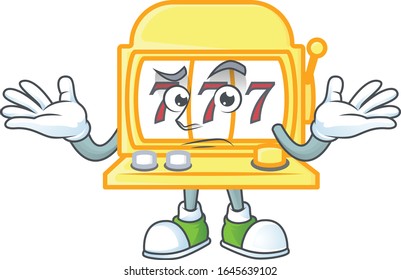 A comical Grinning golden slot machine cartoon design style