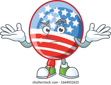 A comical Grinning USA stripes balloon cartoon design style