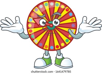 A comical Grinning wheel fortune cartoon design style