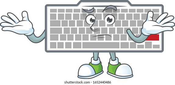 A comical Grinning white keyboard cartoon design style