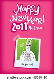 comical guy-rabbit new-year place for a photo