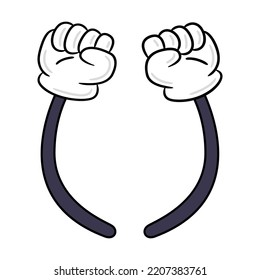 Comical hands. Funny cartoon arms in gloves performing various gestures and action. Vector illustration for comics