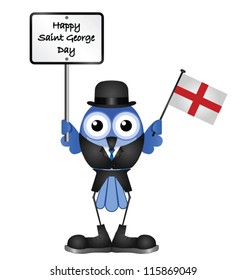 Comical Happy Saint George Day message isolated on white background