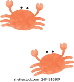 Komisches Illustrationsmaterial von zwei Krebsen im Aquarellstil gezeichnet
