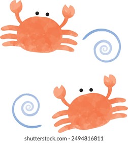 
Comical illustration material of two crabs drawn in watercolor style