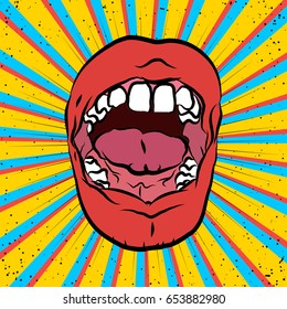 Comical illustration. Shout of joy. Vector illustration eps10.