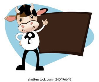 comical image of a calf in school uniform near the blackboard