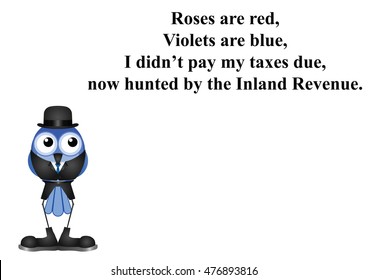 Comical Inland Revenue poem on white background with copy space for own text