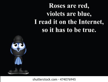 Comical internet poem on black background with copy space for own text
