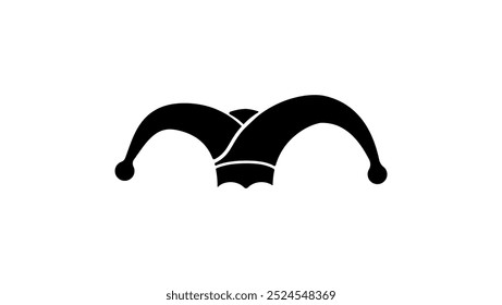 Comical Jester Hat, black isolated silhouette