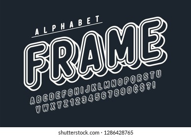 Comical linear font design, colorful alphabet, typeface. Color Swatches control