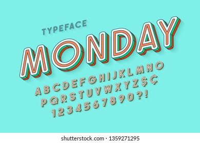 Comical linear font design, colorful alphabet, typeface. Not expanded strokes. Color Swatches control