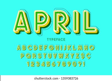Comical linear font design, colorful alphabet, typeface. Not expanded strokes. Color Swatches control