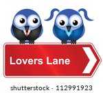 Comical lovers lane sign isolated on white background