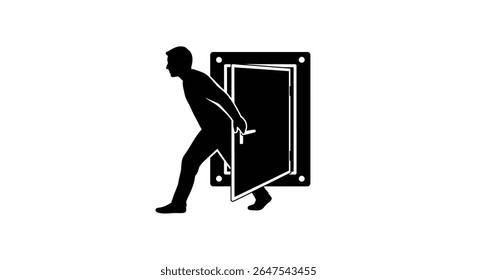 Comical Man Stuck Halfway Through a Small Doggy Door