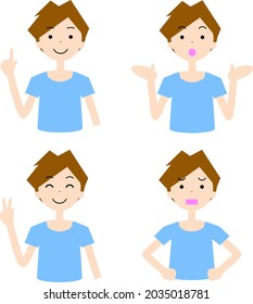 Un hombre cómico con diversas expresiones faciales