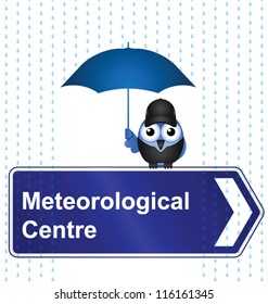Comical Meteorological Centre sign isolated on white background