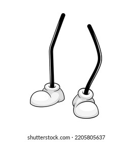 Comical Pair of Legs and Cartoon Feet in White Shoes Walking Vector Illustration