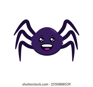 Comical, purple cartoon spider with a cute face and big, friendly eyes. Ideal for kids decor, comics, or a fun and soft arachnid character.