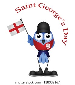 Comical Saint George Day bird isolated on white background