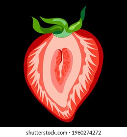 Comical separated strawberry illustration. Stylish strawberries.
