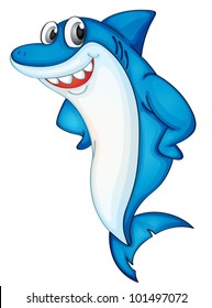 Comical shark character on white