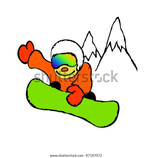 Comical Snowboarding Vector Stock Vector (Royalty Free) 87187072