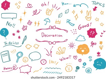 Comical speech bubbles and decoration icon set