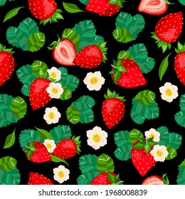 Comical strawberry seamless pattern. Stylish pattern. Strawberry.