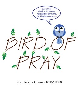 Comical take on bird of pray isolated on white background