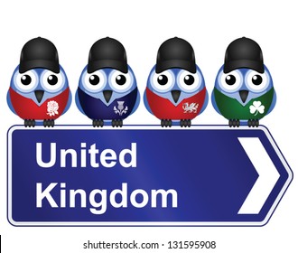 Comical United Kingdom sign isolated on white background