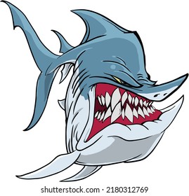 comical vector of an angry shark