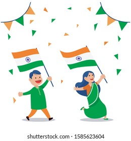 Comical vector character celebrating India republic day.
